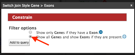 Showing exons if  present