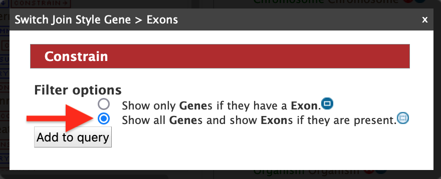 Showing exons if present